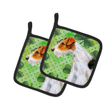 Load image into Gallery viewer, Fox Terrier St Patrick&#39;s Pair of Pot Holders