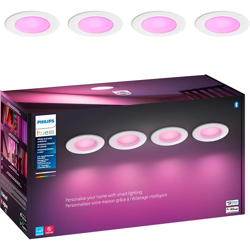 Philips - White With Color Ambiance 5/6 inch High Downlight 4-Pack