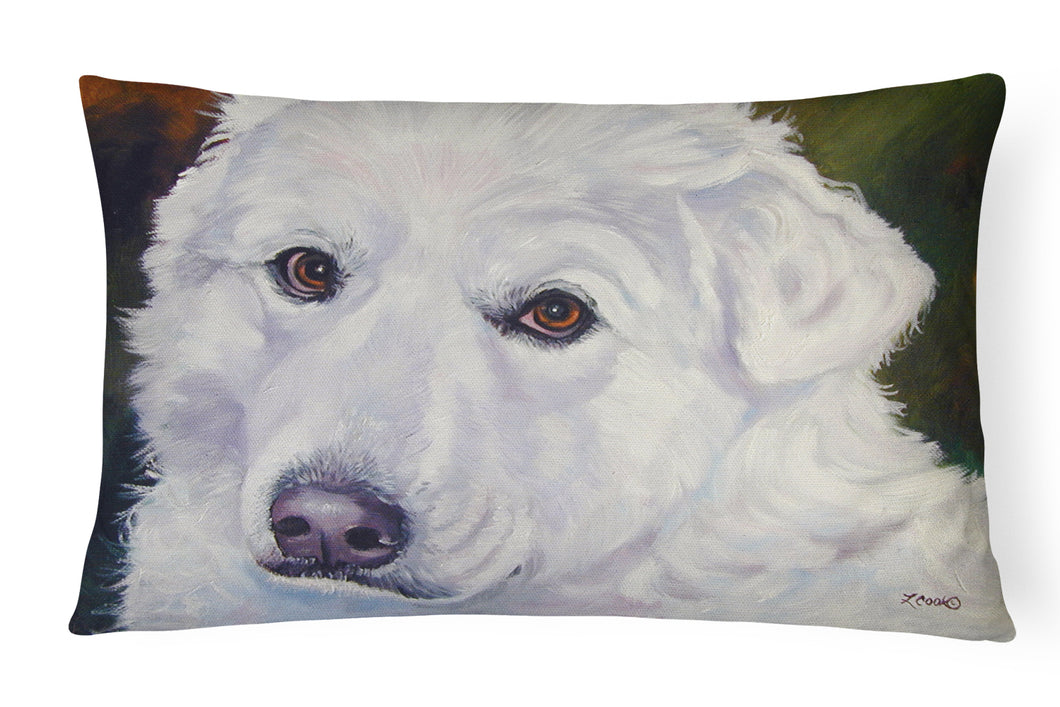 12 in x 16 in  Outdoor Throw Pillow Great Pyrenees Contemplation Canvas Fabric Decorative Pillow