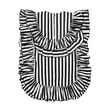 Load image into Gallery viewer, Black &amp; White Stripe Poplin Ruffle Yoke Top