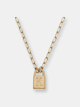 Load image into Gallery viewer, Kinsley Padlock Initial Necklace in Worn Gold