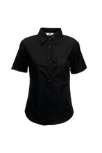 Load image into Gallery viewer, Fruit Of The Loom Ladies Lady-Fit Short Sleeve Poplin Shirt (Black)