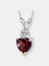 Load image into Gallery viewer, Garnet Pendant Necklace 14 Karat White Gold Heart 1.31 Carats