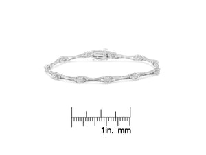 .925 Sterling Silver 1/4 Cttw Diamond Miracle-Set Flared-Bar 7" Link-Style Tennis Bracelet