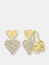 Load image into Gallery viewer, Elongated Pave Double Heart Studs