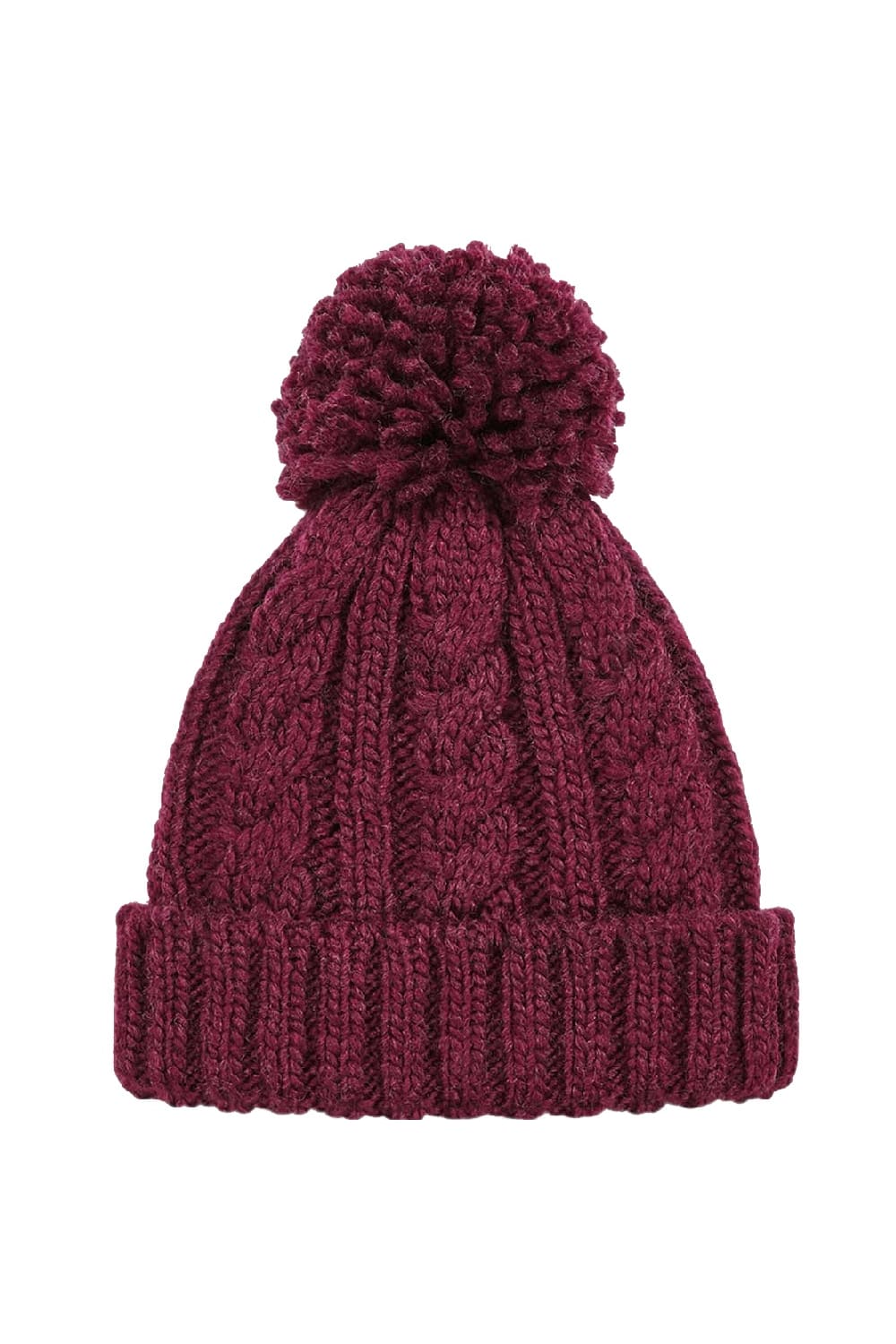 Unsiex Adults Cable Knit Melange Beanie - Burgundy