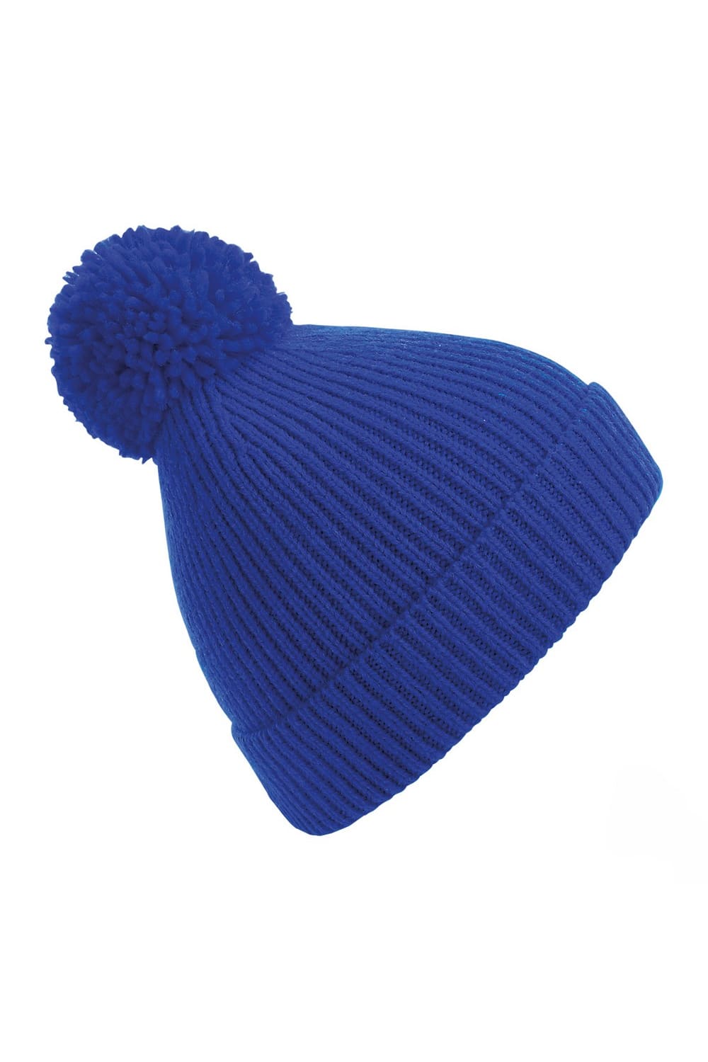 Unisex Engineered Knit Ribbed Pom Pom Beanie - Bright Royal