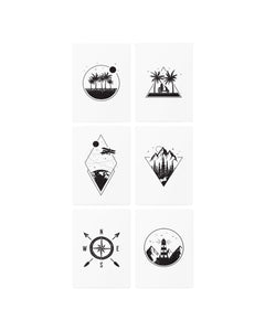 Travel Temporary Tattoos Set