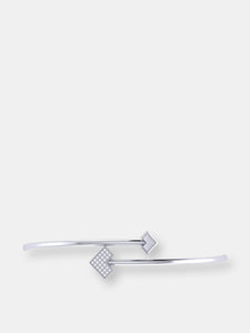 One Way Arrow Adjustable Diamond Bangle in Sterling Silver