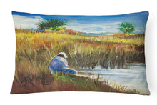 Load image into Gallery viewer, 12 in x 16 in  Outdoor Throw Pillow Fisherman on the Bank Canvas Fabric Decorative Pillow