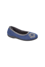 Load image into Gallery viewer, Womens/Ladies June Ballerina Velour Slippers - Navy