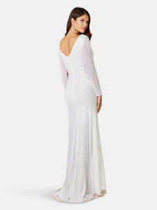 Lara 51072- Long Sleeve Beaded Gown