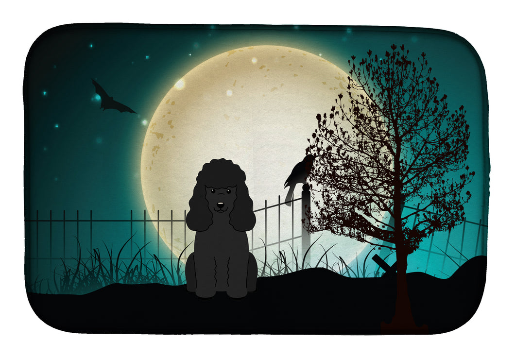 14 in x 21 in Halloween Scary Poodle Black Dish Drying Mat