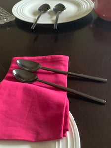 Vibhsa Black Silverware Flatware Dinner Spoon Set Of 6