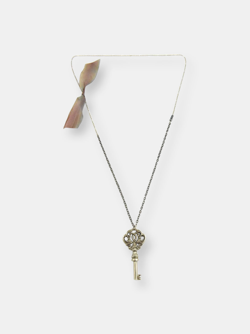 Key Necklace - Silver Leaf