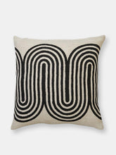 Load image into Gallery viewer, Block Printed Waves Throw Pillow, Black - 18x18 inch