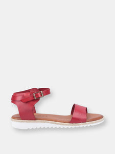 Womens/Ladies Gina Leather Flat Sandals - Red