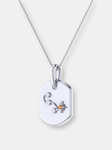 Scorpio Citrine & Diamond Constellation Tag Pendant Necklace In Sterling Silver