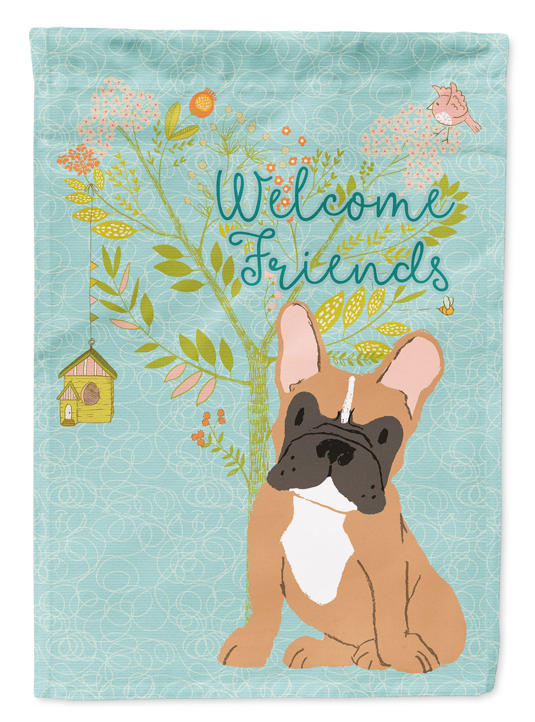 Welcome Friends Fawn French Bulldog Garden Flag 2-Sided 2-Ply