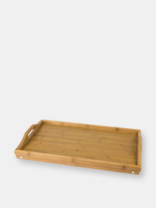 Multi-Purpose  Folding Rustic Bamboo Bed Tray with Cut-out Handles
