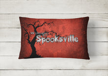 Load image into Gallery viewer, 12 in x 16 in  Outdoor Throw Pillow Welcome to Spooksville Halloween Canvas Fabric Decorative Pillow