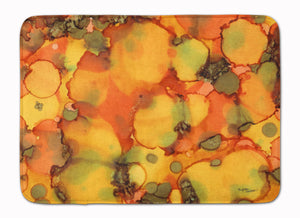 19 in x 27 in Abstract in Orange and Greens Machine Washable Memory Foam Mat