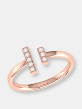 Load image into Gallery viewer, Parallel Park Double Diamond Bar Open Ring in 14K Rose Gold Vermeil on Sterling Silver