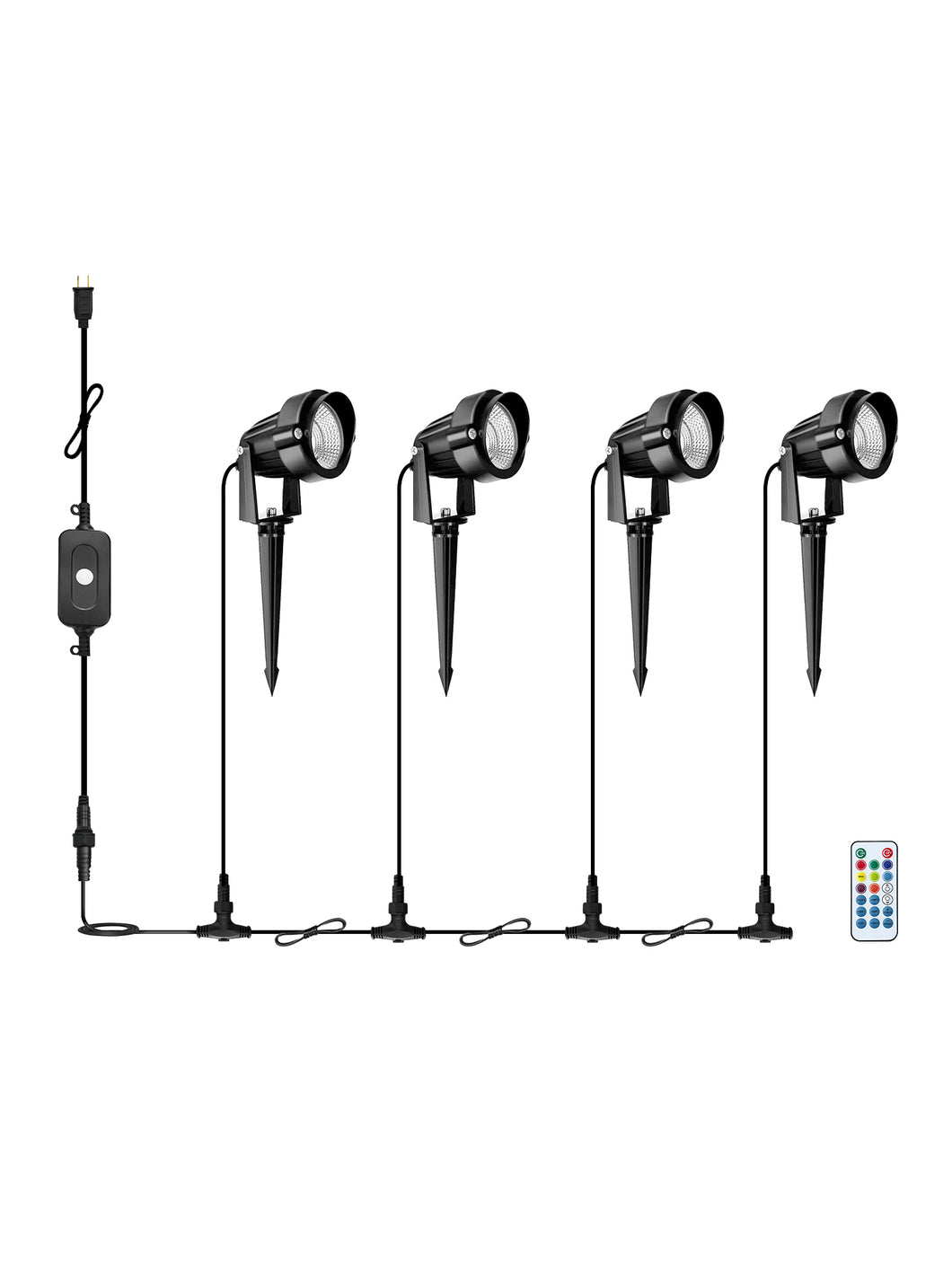 15FT 4-In-1 RGB LED Landscape Spotlights With Remote