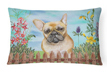 Load image into Gallery viewer, 12 in x 16 in  Outdoor Throw Pillow French Bulldog Spring Canvas Fabric Decorative Pillow