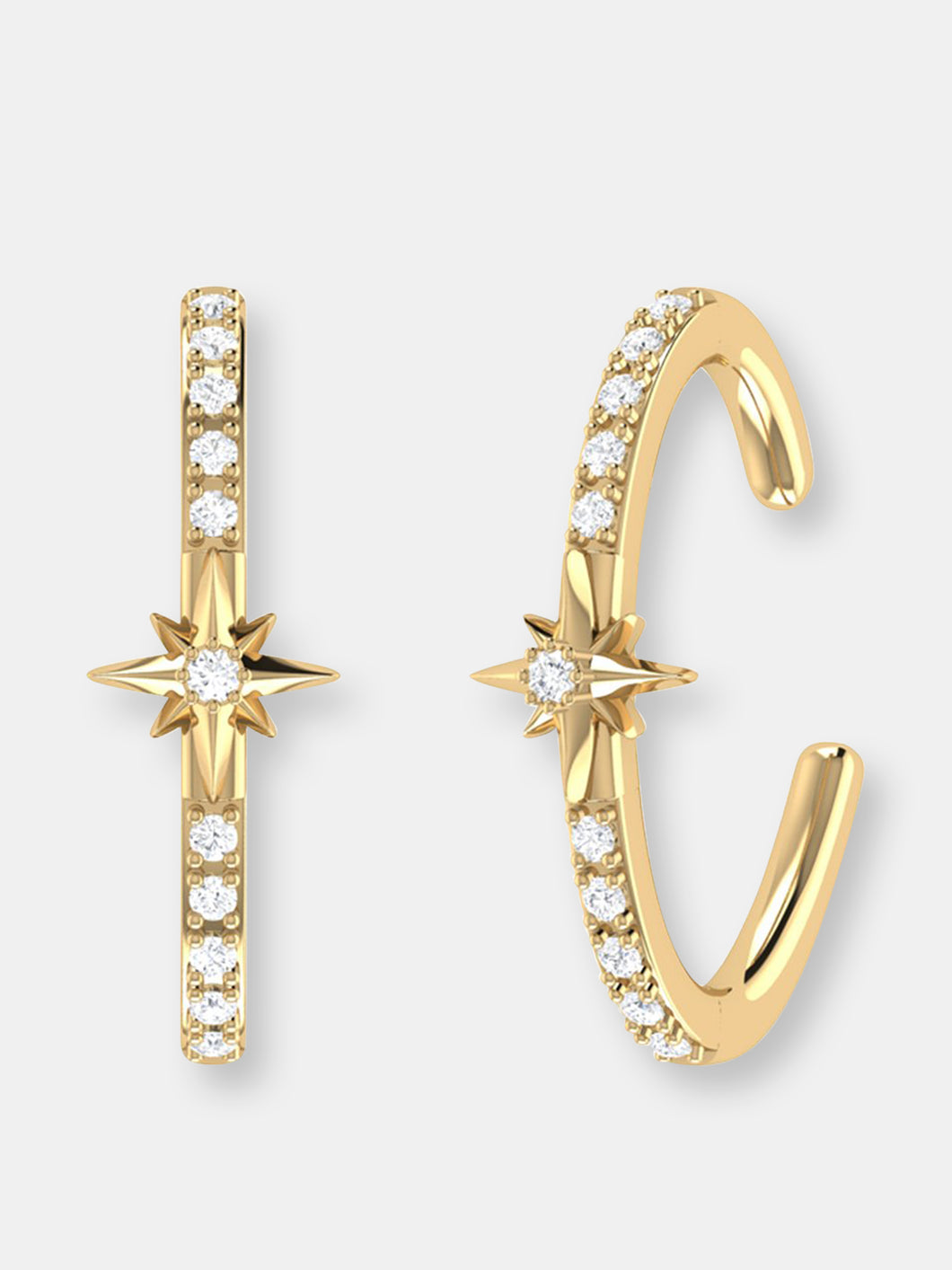 Starry Lane Diamond Ear Cuffs In 14K Yellow Gold Vermeil On Sterling Silver