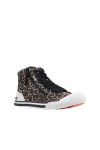 Womens/Ladies Jazzin Hi Tampa Leopard Canvas Shoes (Natural)