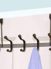 Load image into Gallery viewer, 5 Dual Hook Over the Door Steel Organizing Rack, Bronze