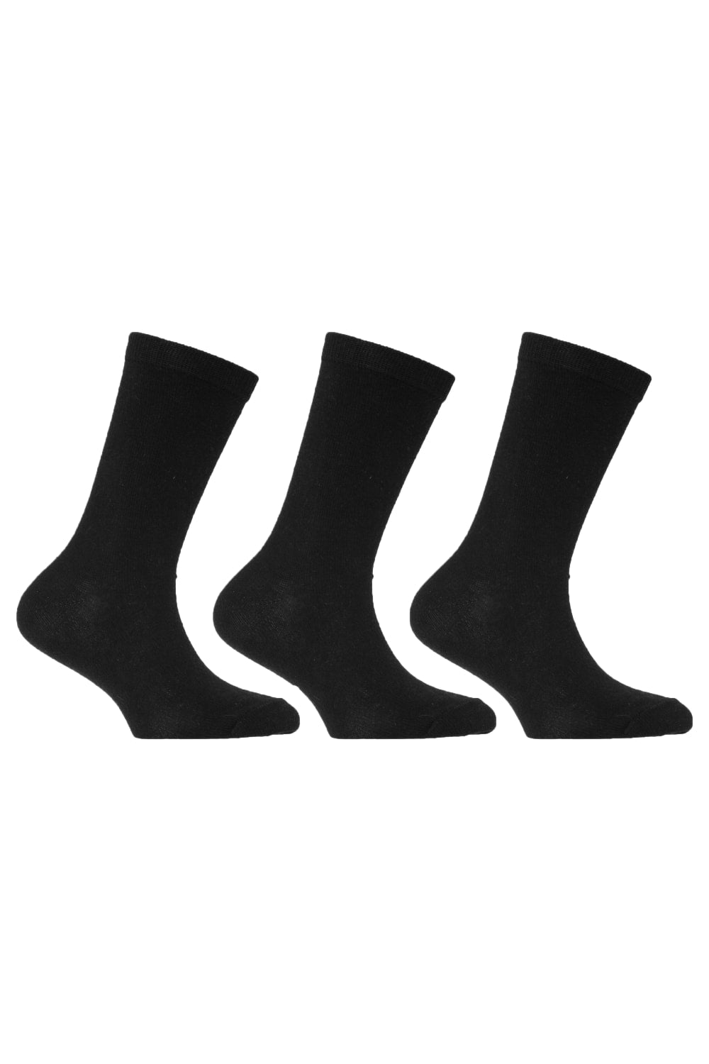 Childrens/Kids Plain Cotton Rich School Socks (Pack of 3) (Black)