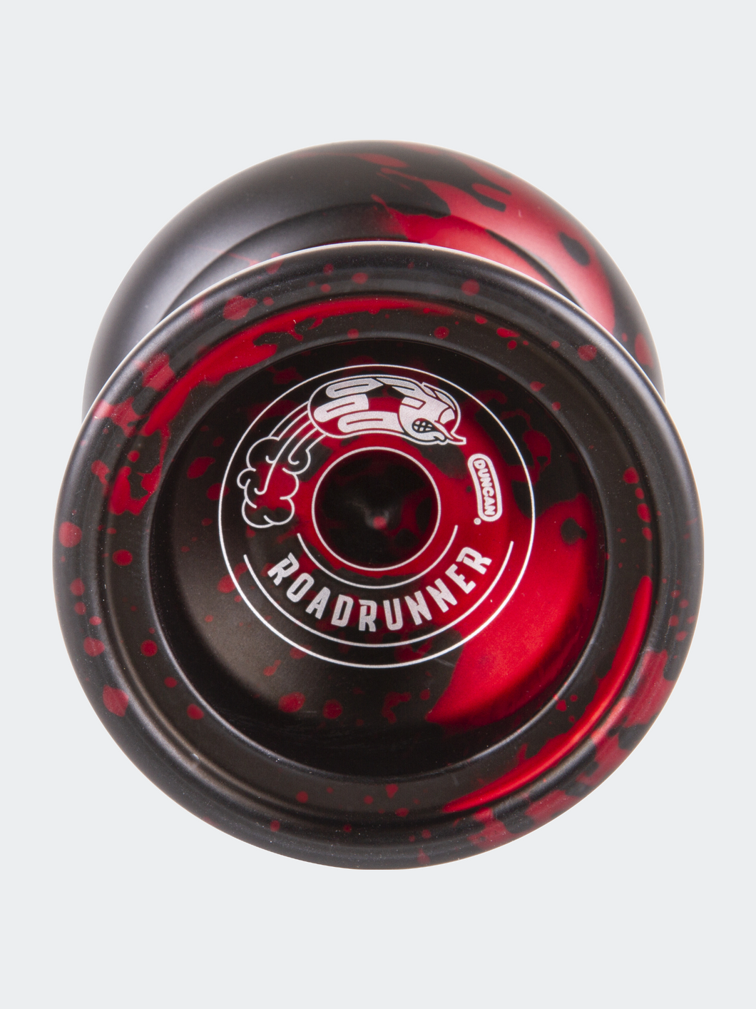 Roadrunner Yo-Yo, Unresponsive Expert Level Yo-Yo, Concave Bearing and Aluminum Body, Black With Red Splash