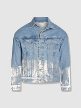 Load image into Gallery viewer, Shorter Light Wash Denim Jacket with Mercury Foil