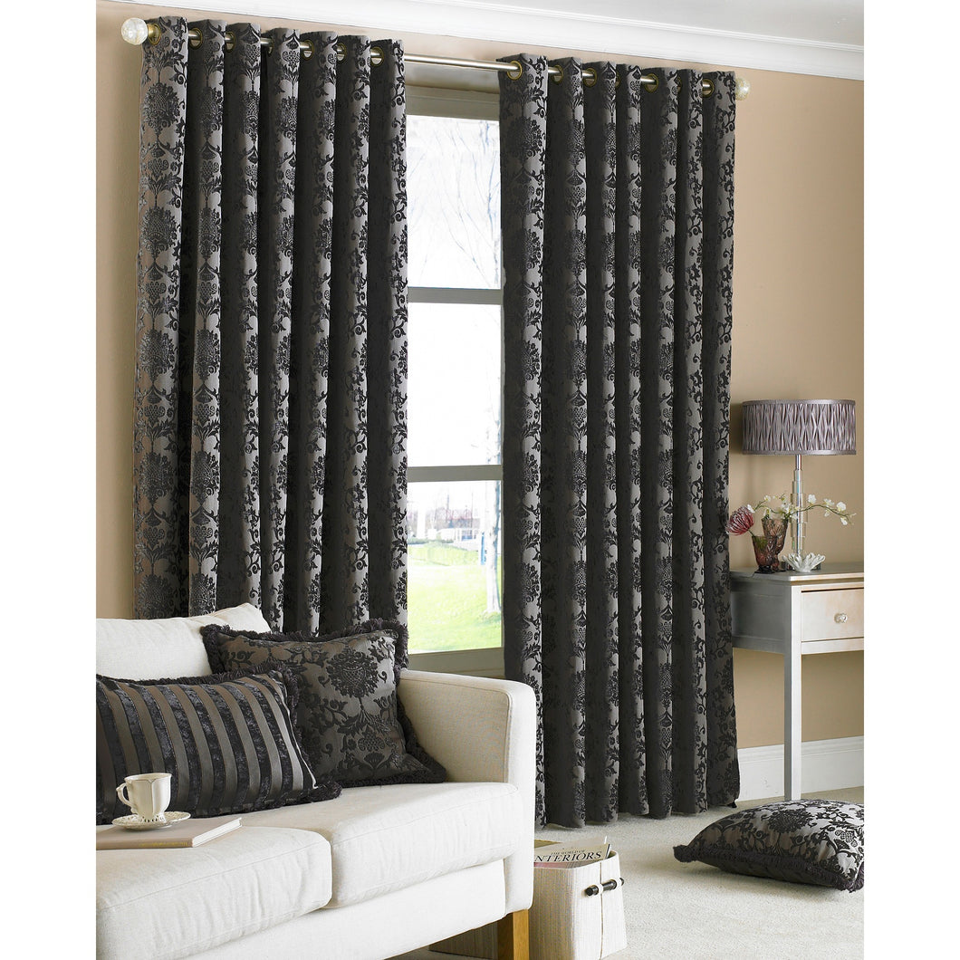 Riva Home Hanover Ringtop Curtains (Black) (66 x 90 inch)