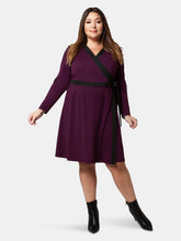 Load image into Gallery viewer, Kara Wrap Dress In Aubergine (Curve)