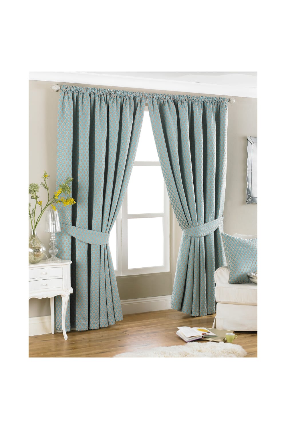 Riva Home Devere Pencil Pleat Curtains (Turquoise) (90 x 90 inch)