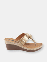 Load image into Gallery viewer, Flora Gold Wedge Sandals