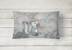 12 in x 16 in  Outdoor Throw Pillow Skunk and Bubbles Watercolor Canvas Fabric Decorative Pillow