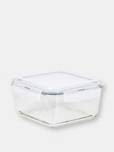 Load image into Gallery viewer, Michael Graves Design 74 Ounce High Borosilicate Glass Square Food Storage Container with Indigo Rubber Seal