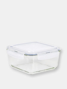 Michael Graves Design 74 Ounce High Borosilicate Glass Square Food Storage Container with Indigo Rubber Seal