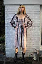 Load image into Gallery viewer, Marcela Dress / Peach + Black Cotton Floral Stripe