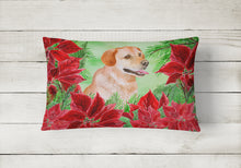 Load image into Gallery viewer, 12 in x 16 in  Outdoor Throw Pillow Labrador Retriever Poinsettas Canvas Fabric Decorative Pillow