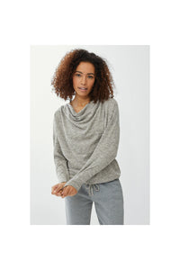 Womens/Ladies Jersey Knit Cowl Neck Long-Sleeved Top - Stone