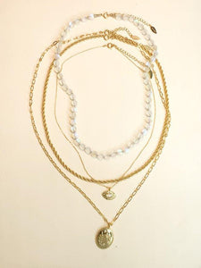 Moon Bead Necklace - Magic White Quartz