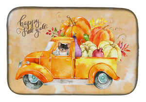 14 in x 21 in Fall Harvest Long Haired Chihuahua Dish Drying Mat