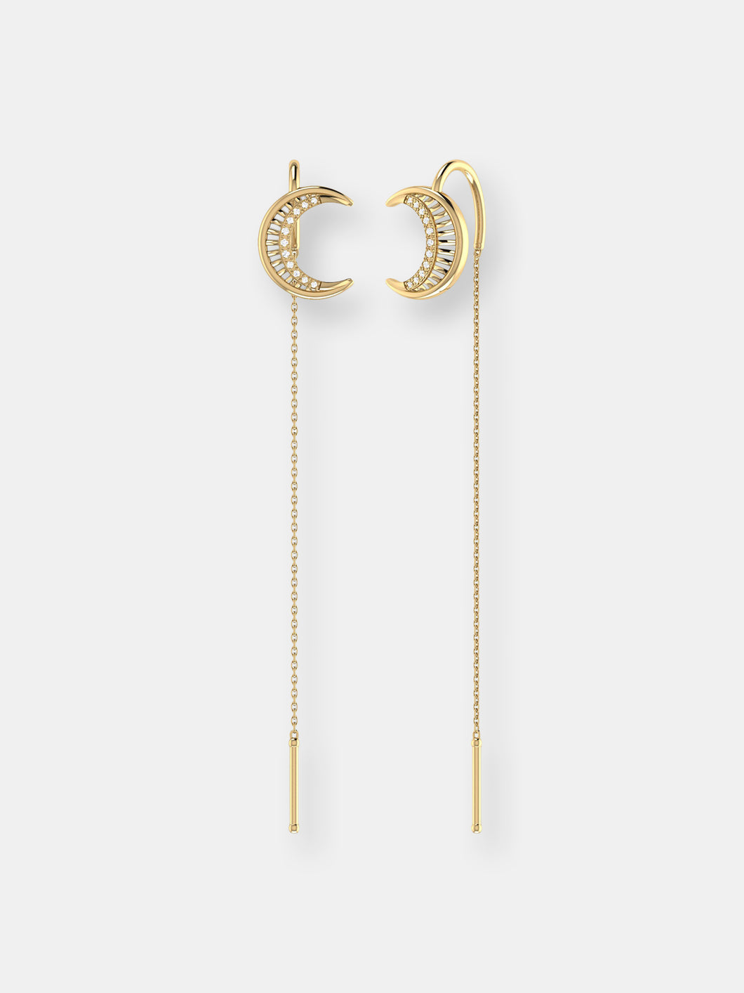 Moon Crescent Tack-In Diamond Earrings in 14K Yellow Gold Vermeil on Sterling Silver