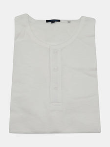 Patrick Assaraf Men's White Pima Cotton Stretch Henley T-Shirt Graphic