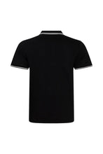 Load image into Gallery viewer, Mens Stretch Tipped Polo Shirt - Black/White